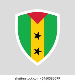 Sao Tome and Principe Flag in Shield Shape