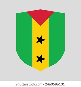 Sao Tome and Principe Flag in Shield Shape