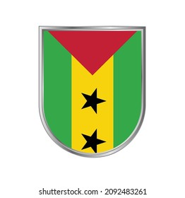 Sao Tome and Principe flag with silver frame vector design