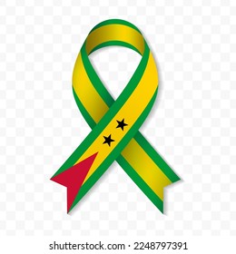 Sao Tome and Principe flag stripe ribbon vector illustration on a transparent background vector image (PNG).