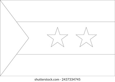 Sao Tome and Principe flag - thin black vector outline wireframe isolated on white background. Ready for colouring.