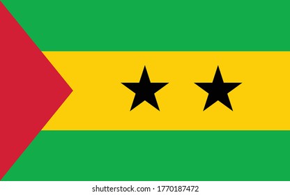 Sao Tome and Principe flag vector graphic. Rectangle Sao Tomean flag illustration. Sao Tome and Principe country flag is a symbol of freedom, patriotism and independence.