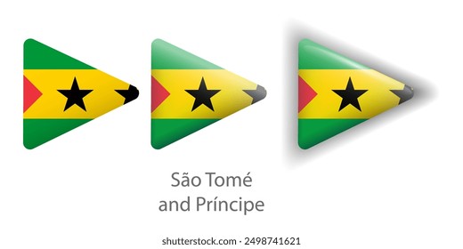 Sao Tome and Principe flag vector icons set in the shape of rounded triangle