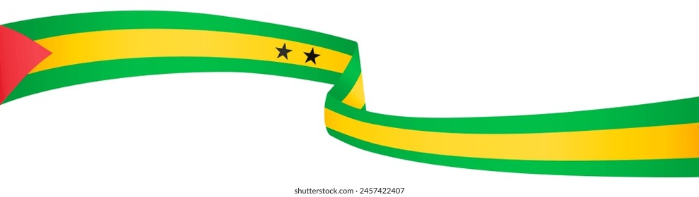 Sao Tome and Principe flag wave isolated on png or transparent background vector illustration.