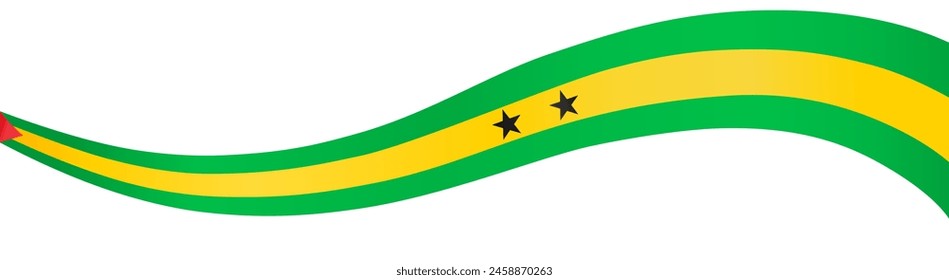 Sao Tome and Principe flag wave isolated on png or transparent background vector illustration.