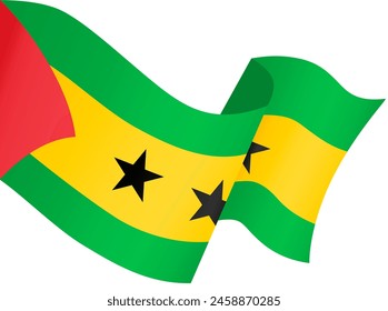 Sao Tome and Principe flag wave isolated on png or transparent background vector illustration.