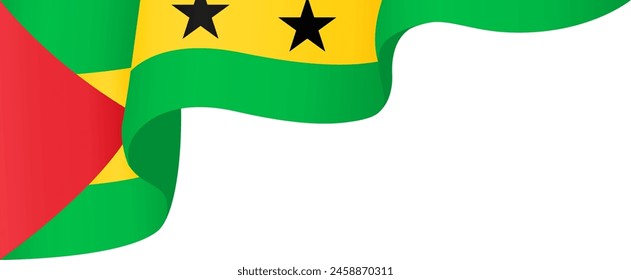 Sao Tome and Principe flag wave isolated on png or transparent background vector illustration.