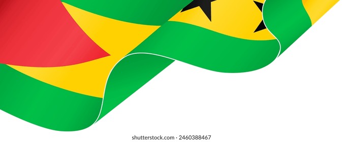 Sao Tome and Principe flag wave isolated on png or transparent background vector illustration.