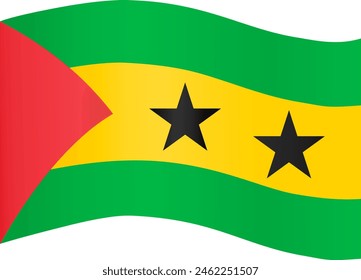 Sao Tome and Principe flag wave isolated on png or transparent background vector illustration.