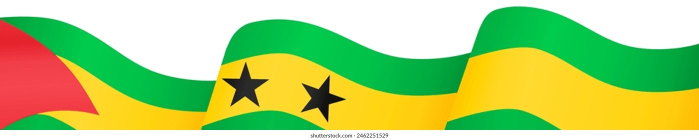 Sao Tome and Principe flag wave isolated on png or transparent background vector illustration.