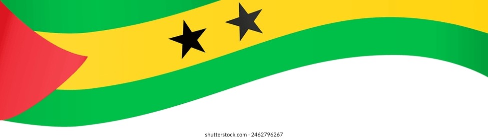 Sao Tome and Principe flag wave isolated on png or transparent background vector illustration.