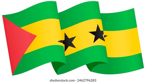 Sao Tome and Principe flag wave isolated on png or transparent background vector illustration.