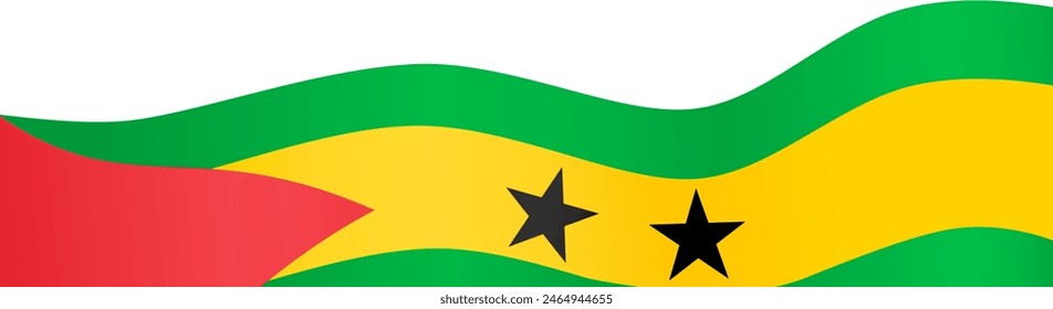 Sao Tome and Principe flag wave isolated on png or transparent background vector illustration.