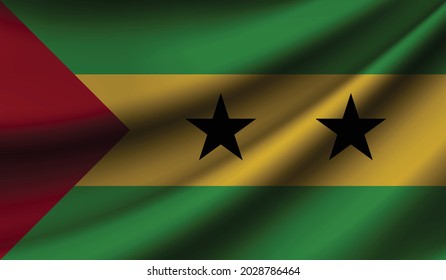 Sao Tome and Principe flag waving. Background for patriotic and national design. Vector illustration
