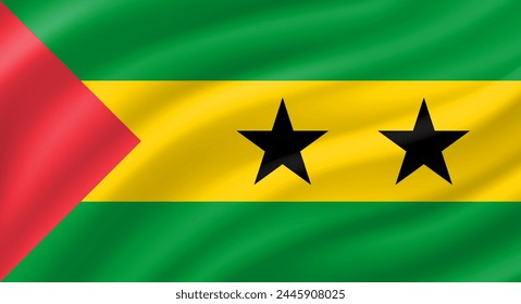 Sao Tome and Principe flag waving. Background. Vector