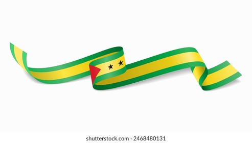 Sao Tome and Principe flag wavy abstract background. Vector illustration.