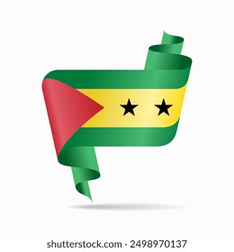 Sao Tome and Principe flag wavy ribbon background. Vector illustration.