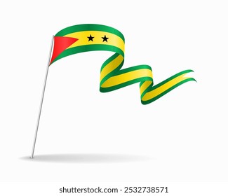 Sao Tome and Principe flag wavy background layout. Vector illustration.