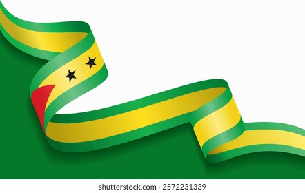 Sao Tome and Principe flag wavy abstract background. Vector illustration.