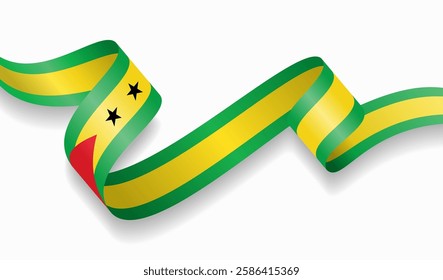 Sao Tome and Principe flag wavy abstract background. Vector illustration.