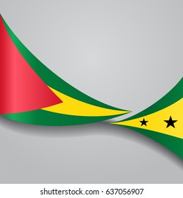 Sao Tome and Principe flag wavy abstract background. Vector illustration.