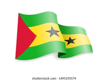 Sao Tome and Principe flag in the wind. Flag on white background vector illustration