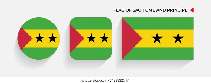 Sao tome and principe flags arranged in round, square and rectangular shapes