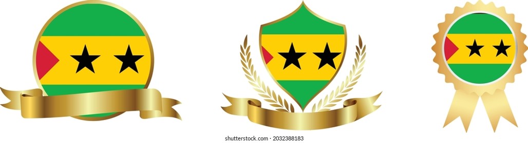 Sao Tome and Principe flags. Symbols of countries map