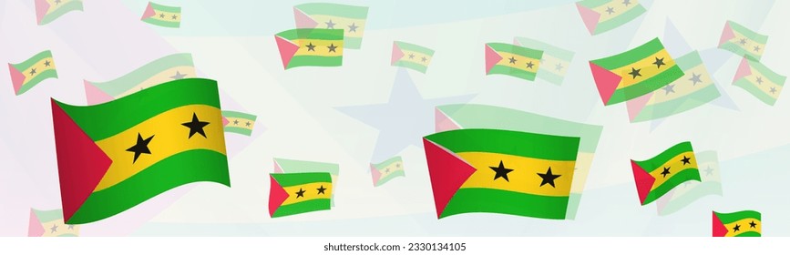 Sao Tome and Principe flag-themed abstract design on a banner. Abstract background design with National flags. Vector illustration.