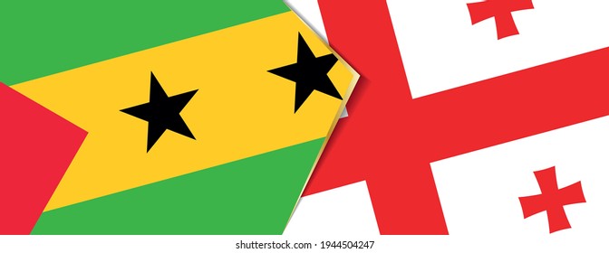 Sao Tome and Principe and Georgia flags, two vector flags symbol of relationship or confrontation.