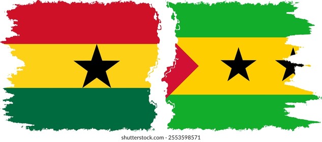 Sao Tome and Principe and Ghana grunge flags connection, vector