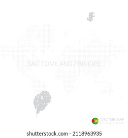 Sao Tome and Principe grey map isolated on white background with abstract mesh line and point scales. Vector illustration eps 10