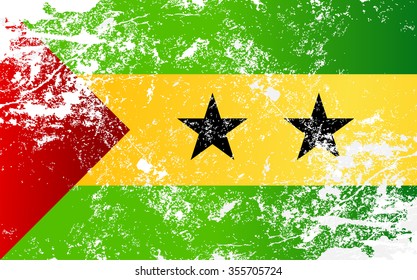 Sao Tome and Principe Grunge Texture Flag. Grunge effect can be cleaned easily.