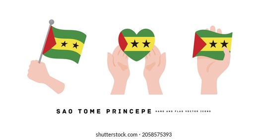  [Sao tome Principe] Hand and national flag icon vector illustration