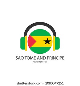 Sao Tome and Principe headphone flag vector on white background.