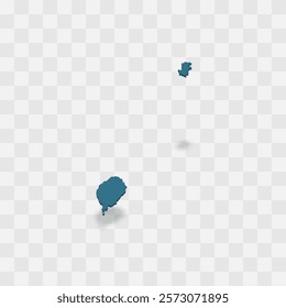 Sao Tome and Principe high detailed vector representation of country silhouette. 3D map on transparent background with dropped shadow. For educational, decorative, or informational use.