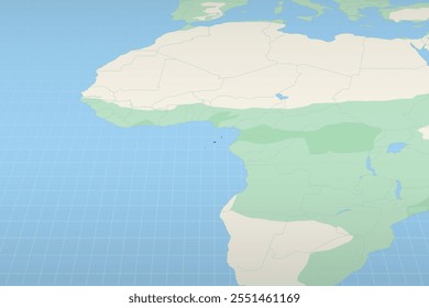 Santo Tomé y Príncipe se destaca en un mapa detallado, la ubicación geográfica de Santo Tomé y Príncipe. Mapa de Vector.