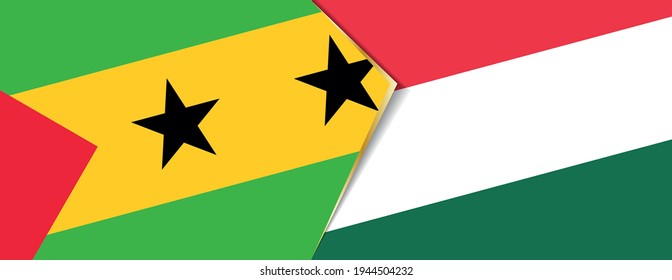 Sao Tome and Principe and Hungary flags, two vector flags symbol of relationship or confrontation.