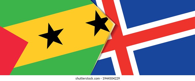 Sao Tome and Principe and Iceland flags, two vector flags symbol of relationship or confrontation.