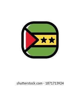 Sao Tome and Principe Icon, National Flag Square Symbol.