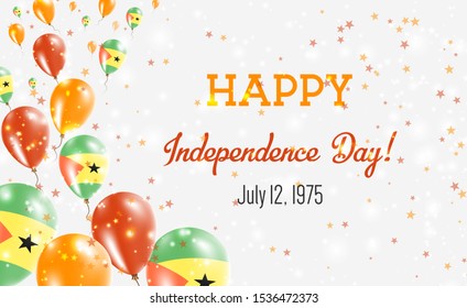 Sao Tome and Principe Independence Day Greeting Card. Flying Balloons in Sao Tome and Principe National Colors. Happy Independence Day Sao Tome and Principe Vector Illustration.