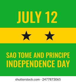 Sao Tome and Principe Independence Day typography poster. National holiday on July 12. Vector template for greeting card, banner, flyer, etc