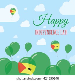 Sao Tome and Principe Independence Day Flat Patriotic Design. Sao Tomean Flag Balloons. Happy National Day Sao Tome and Principe Vector Patriotic Design. Celebration Balloons Patriotic Design.