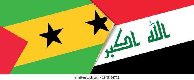Sao Tome and Principe and Iraq flags, two vector flags symbol of relationship or confrontation.