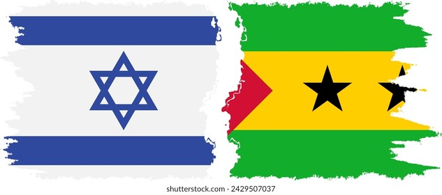 Sao Tome and Principe and Israel grunge flags connection, vector