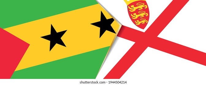 Sao Tome and Principe and Jersey flags, two vector flags symbol of relationship or confrontation.