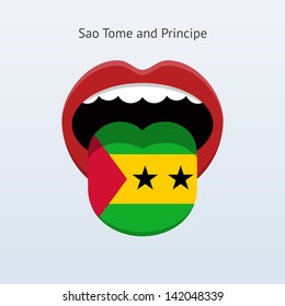 Sao Tome and Principe language. Abstract human mouth. Vector illustration.