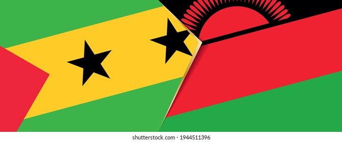 Sao Tome and Principe and Malawi flags, two vector flags symbol of relationship or confrontation.