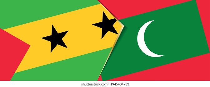 Sao Tome and Principe and Maldives flags, two vector flags symbol of relationship or confrontation.