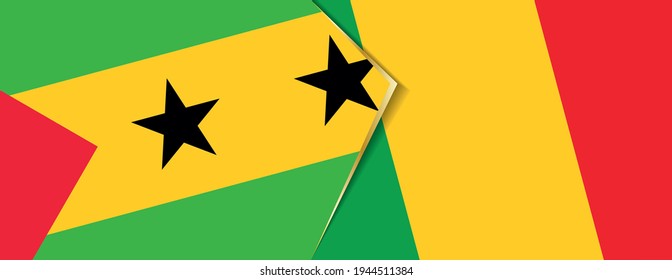 Sao Tome and Principe and Mali flags, two vector flags symbol of relationship or confrontation.